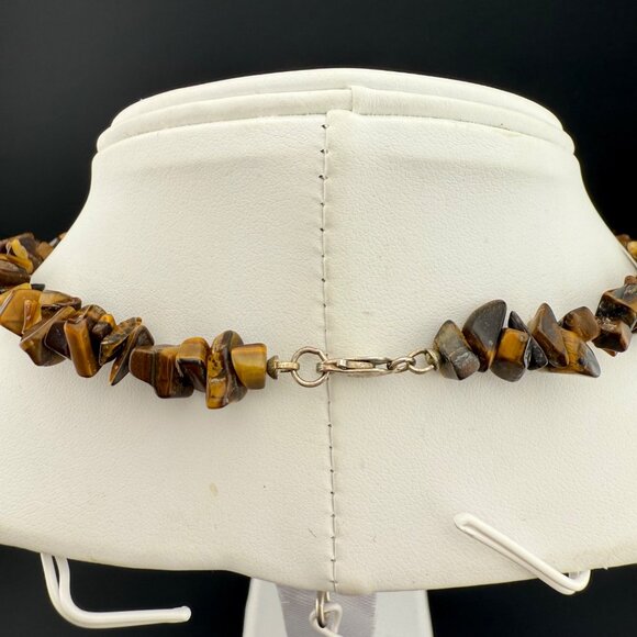 Tigers Eye Chip Bead Necklace With Sterling Silver Clasp - Picture 5 of 7